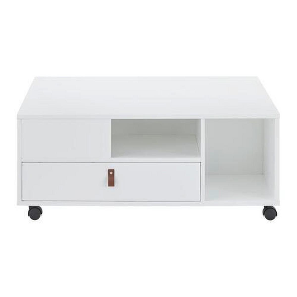 Konferenční stolek MICK - bílá/hnědá, Moderní, kompozitní dřevo/plast (74/88/35cm) - Modern Living