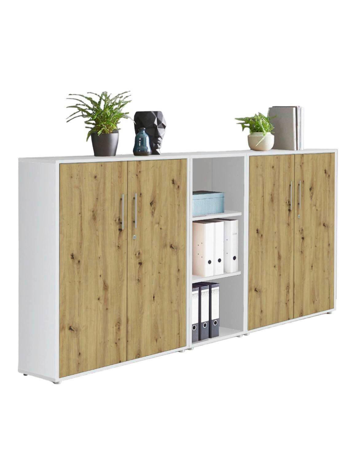AKTENSCHRANK OFFICE EDITION - SW SET 8 - Weiß/Eiche Artisan, MODERN, Holzwerkstoff (212,9/113,6/33cm) - MID.YOU