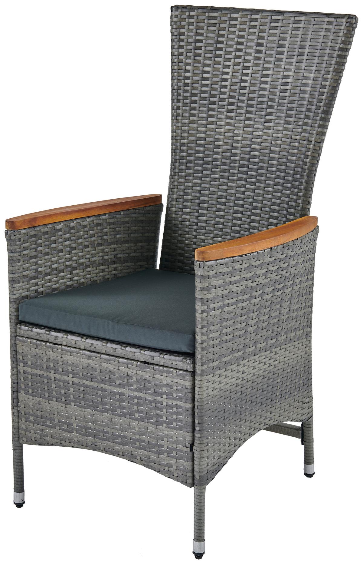 Gartengarnitur Korfu 7-teilig Aus Poly-Rattan Mit Kissen - Grau, MODERN, Holz/Kunststoff (150/90/75cm) - Luca Bessoni