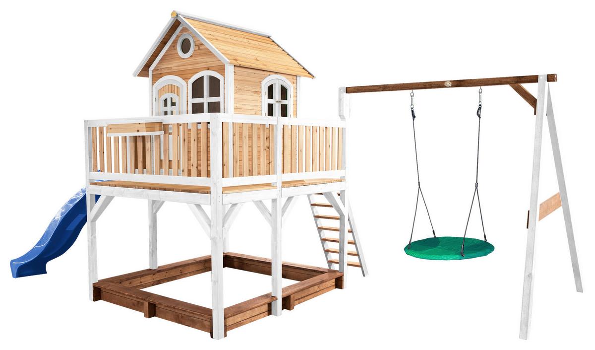 Spielturm A030.154.31 - Blau/Braun, KONVENTIONELL, Holz (613/291/277cm) - Ambia Garden