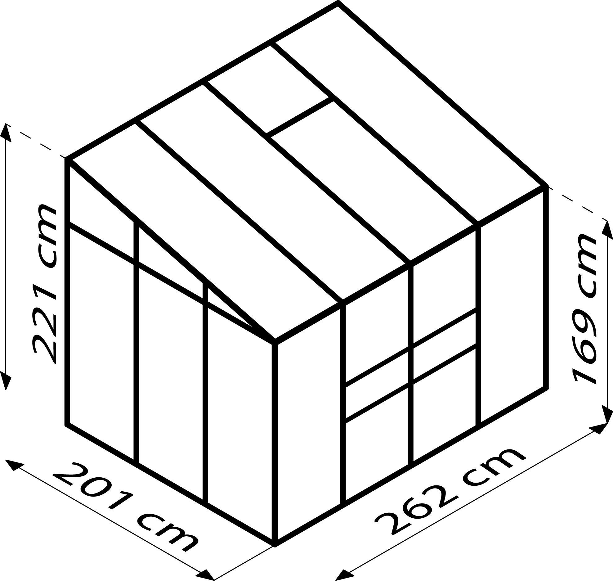 Anlehn-Gewächshausbausatz Ida 5200 Hkp 6mm, Schwarz - Schwarz, Basics, Kunststoff/Metall (262,1/220,8/201,4cm)