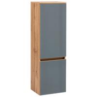 Midischrank mit Türdämpfung Helsinki 40cm Grau/Eiche Dekor - Eichefarben/Silberfarben, KONVENTIONELL, Glas/Holzwerkstoff (40/130/35cm) - Held