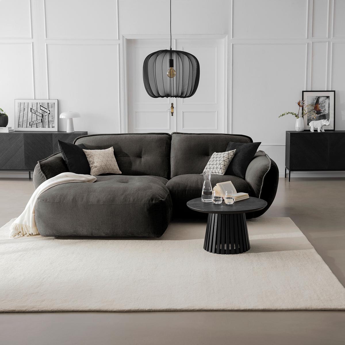 Ecksofa Fluffy Anthrazit S: 184x269 Cm - Anthrazit/Schwarz, MODERN, Textil (184/269cm) - Trendmanufaktur