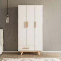 Skříň MILAN bílá/přírodní - bílá/ecru, Moderní, dřevo/kompozitní dřevo (90/180/40cm) - Bessagi Home