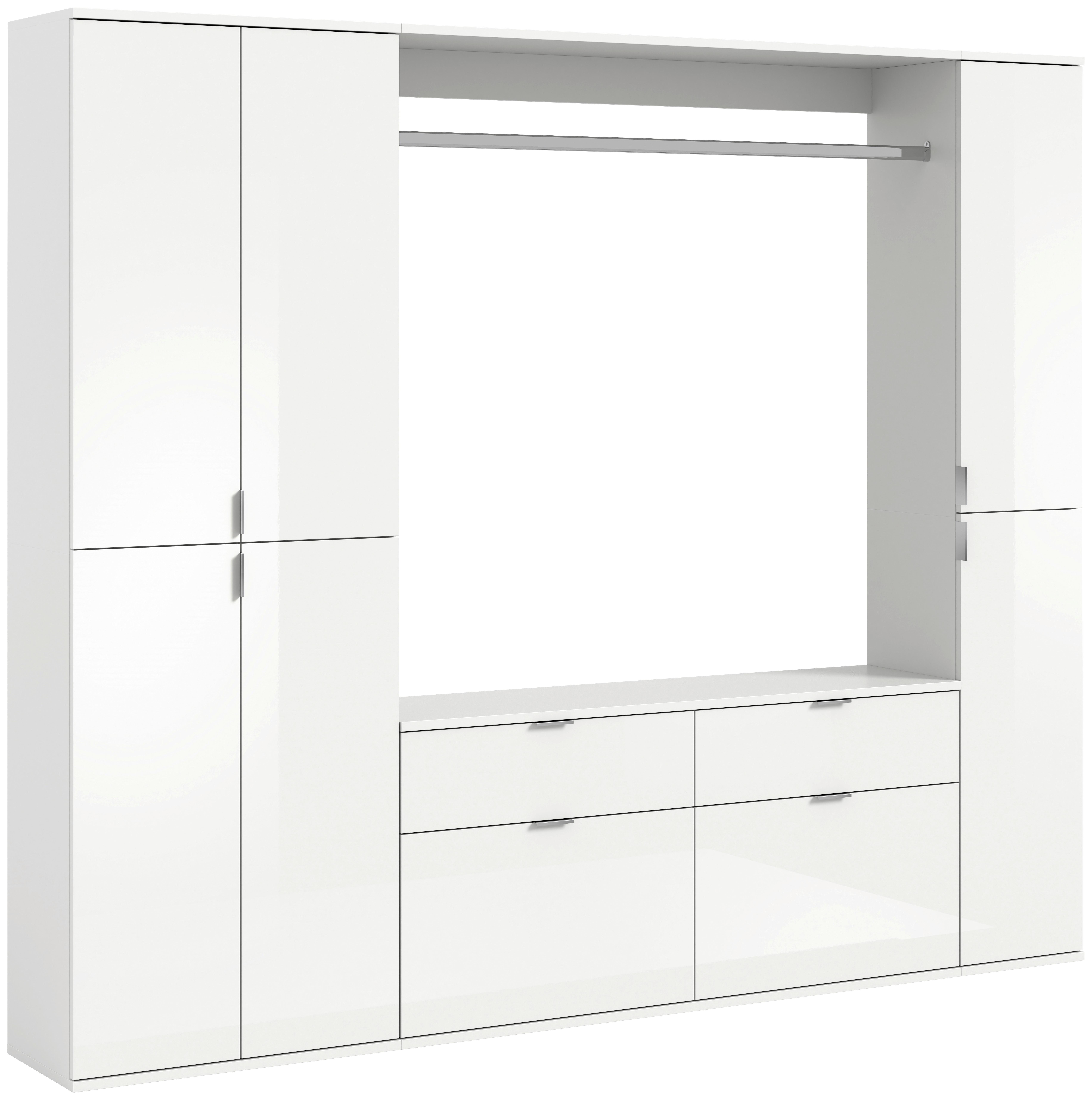 Garderobe Projekt X 3-Teilig Weiß B: 212 cm - Weiß Hochglanz, MODERN, Holzwerkstoff (212/193/34cm) - MID.YOU