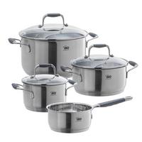 Sada hrnců EMILIAN 4-dílna sada - průhledné/čiré, Moderní, kov/sklo - ELO