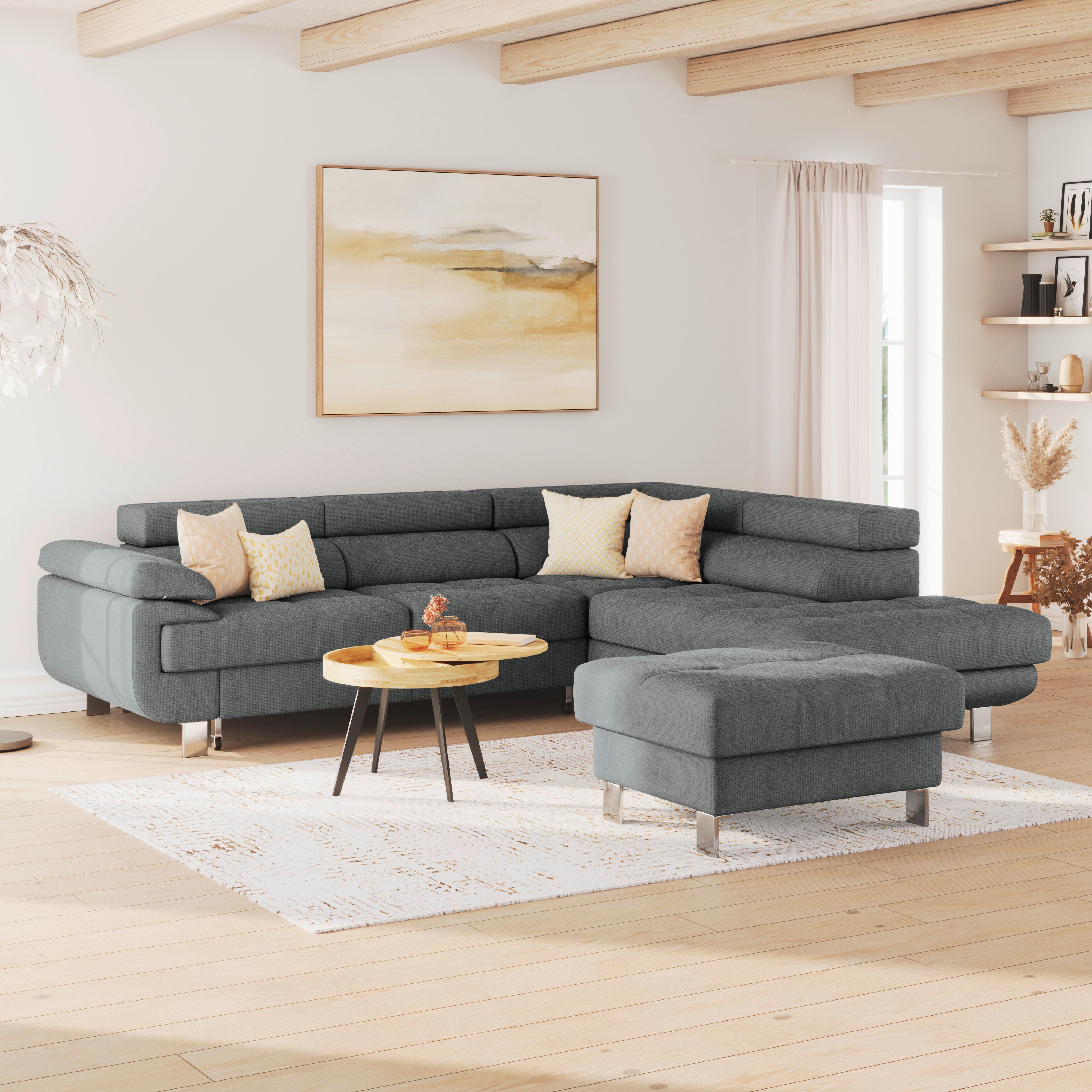 Hocker Savona - Anthrazit, MODERN, Textil (90/44/73cm) - Ondega