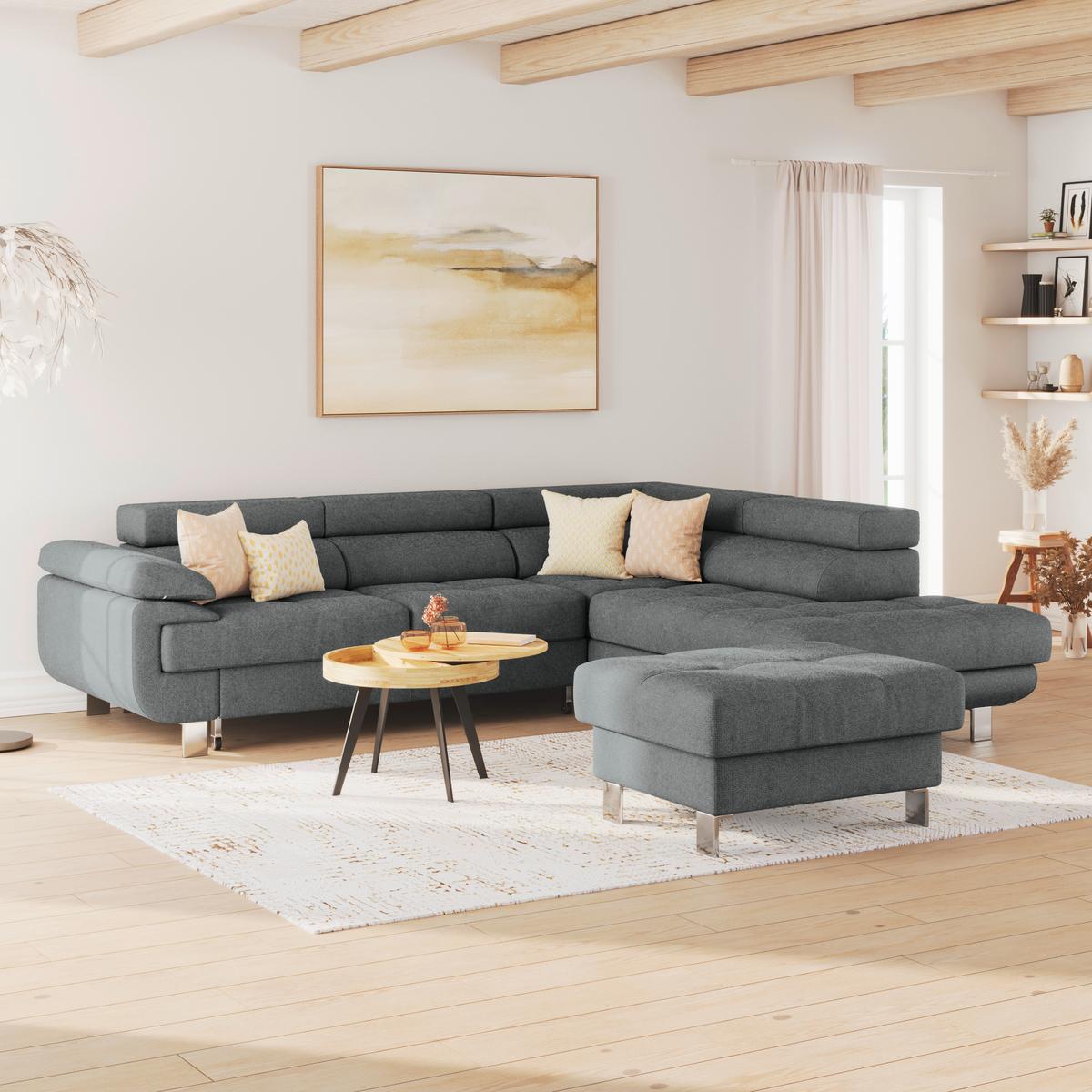 Hocker Savona - Anthrazit, MODERN, Textil (90/44/73cm) - Ondega