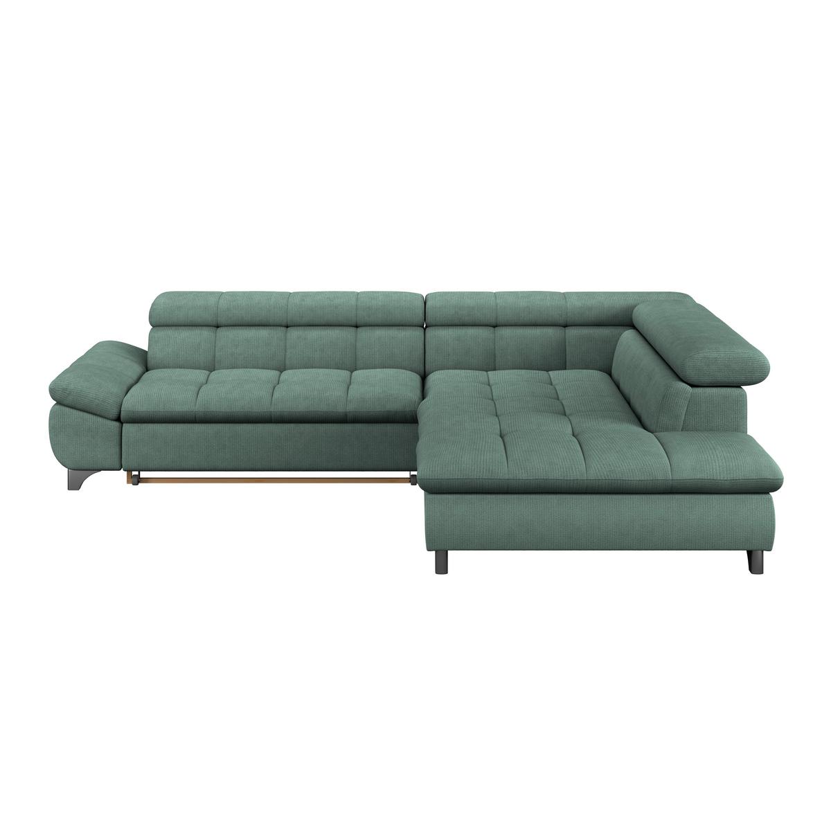 Ecksofa Mit Schlaffunktion Gemini Grün 312x234 Cm - Chromfarben/Dunkelgrün, KONVENTIONELL, Textil (312/234cm)