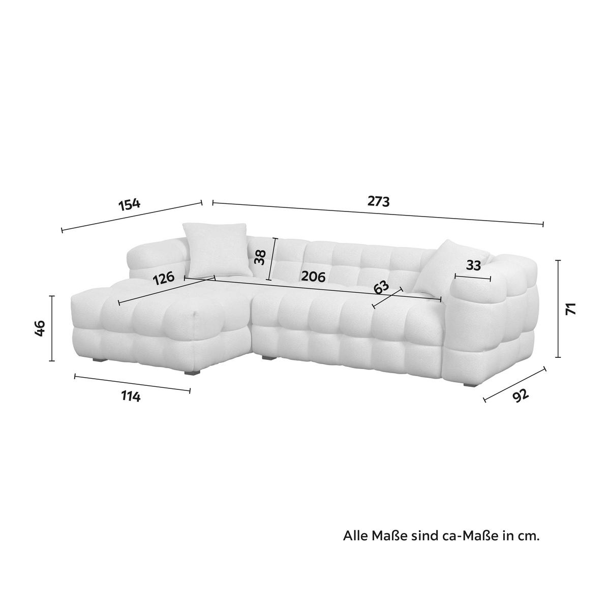 Sedací souprava MAGDA, oboustranná, bílé buklé - černá/krémová, Moderní, dřevo/textil (268/71/157cm) - Bessagi Home