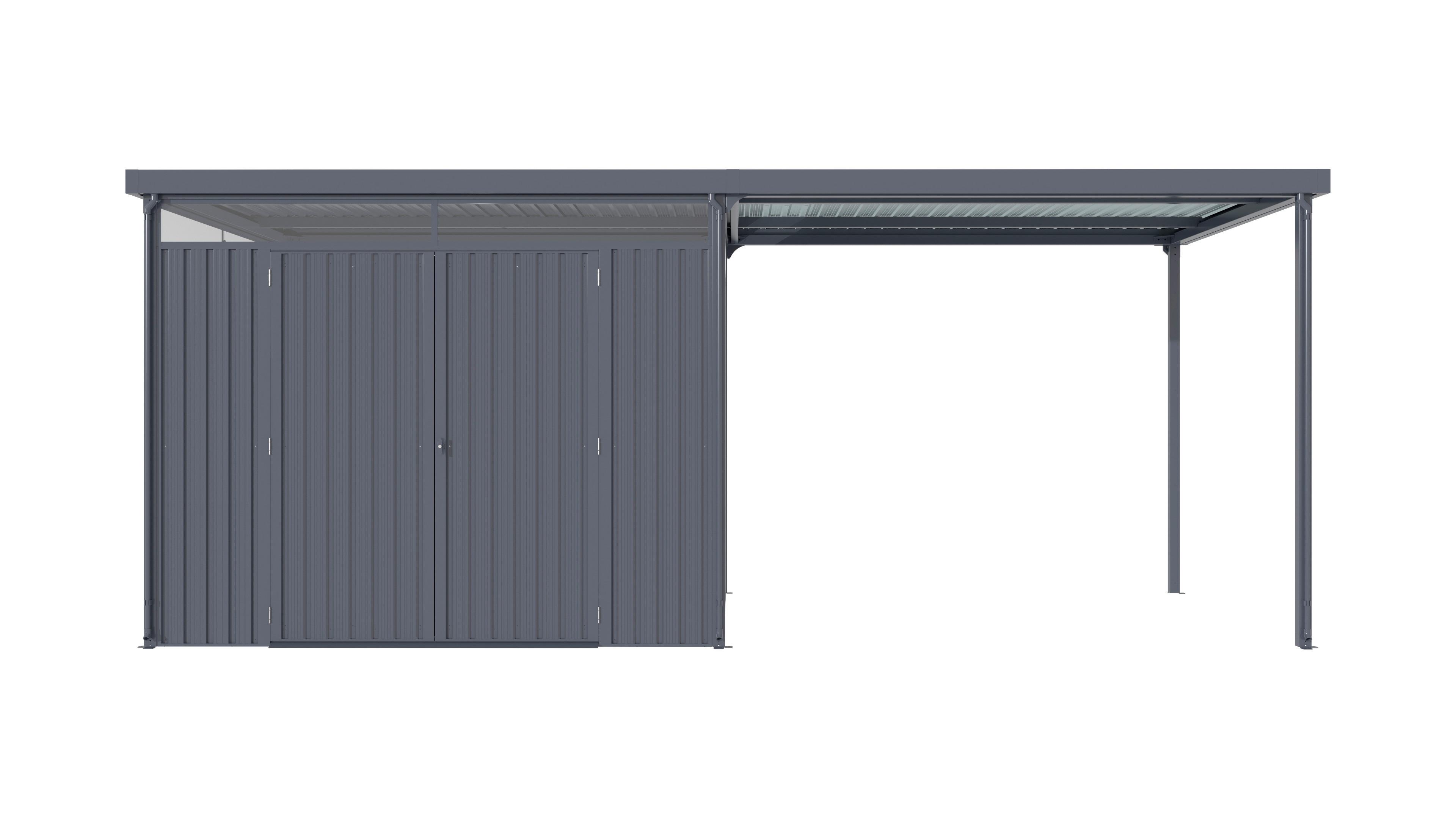Gerätehaus inkl Schleppdach 576x226x245 cm - Anthrazit, Basics, Metall (576/226/245cm)
