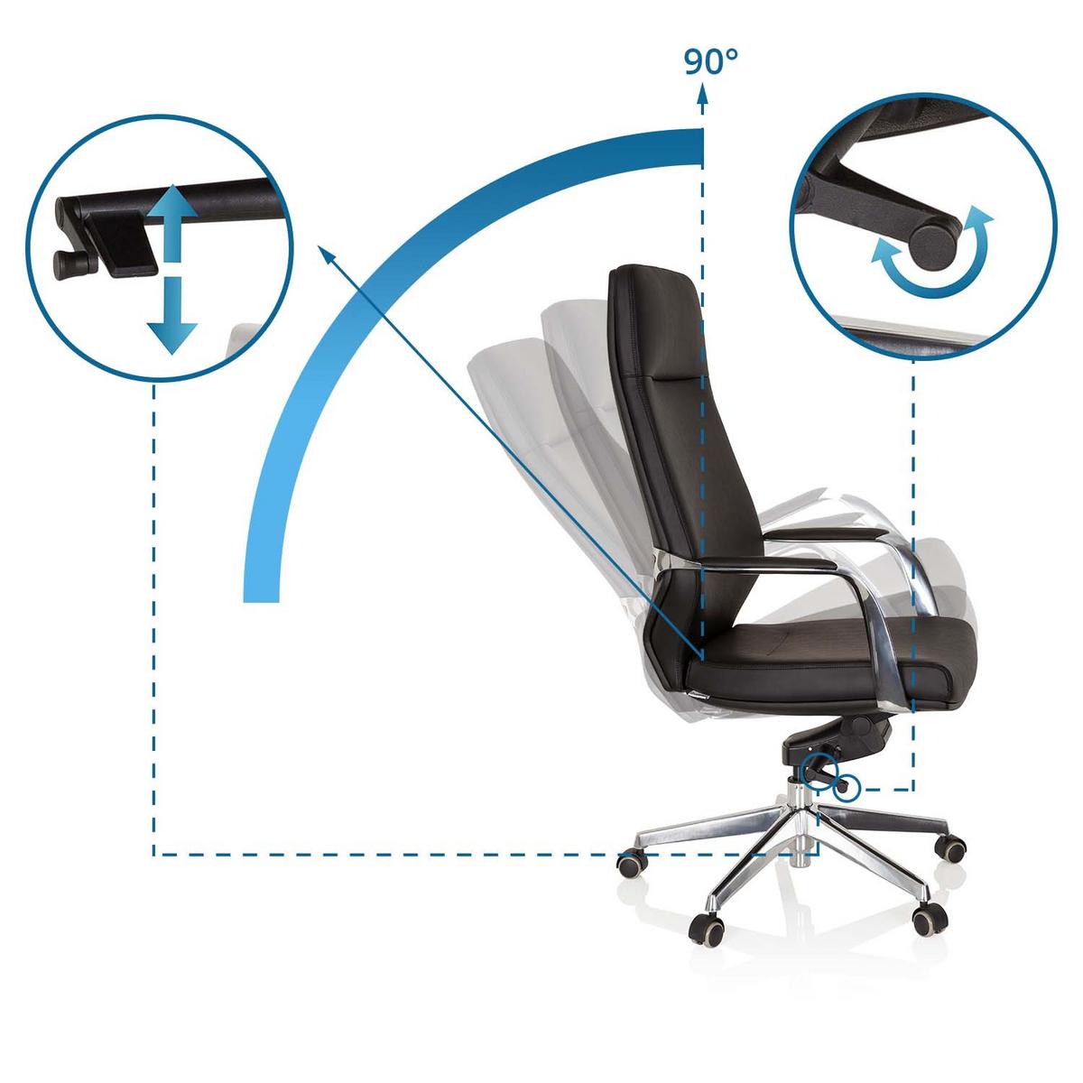 Chefsessel Velvet Schwarz Bis 120 Kg - Silberfarben/Schwarz, Basics, Kunststoff/Textil (63/133/65cm) - MID.YOU