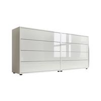 Sideboard Mailand 1 B: 158 cm Weiß - Weiß Hochglanz/Schwarz, MODERN, Holzwerkstoff (158/73/33cm) - MID.YOU