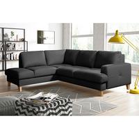 Ecksofa Fargo Schwarz B: 190x234 Cm - Buchefarben/Schwarz, Design, Leder/Textil (190/234cm) - Livetastic
