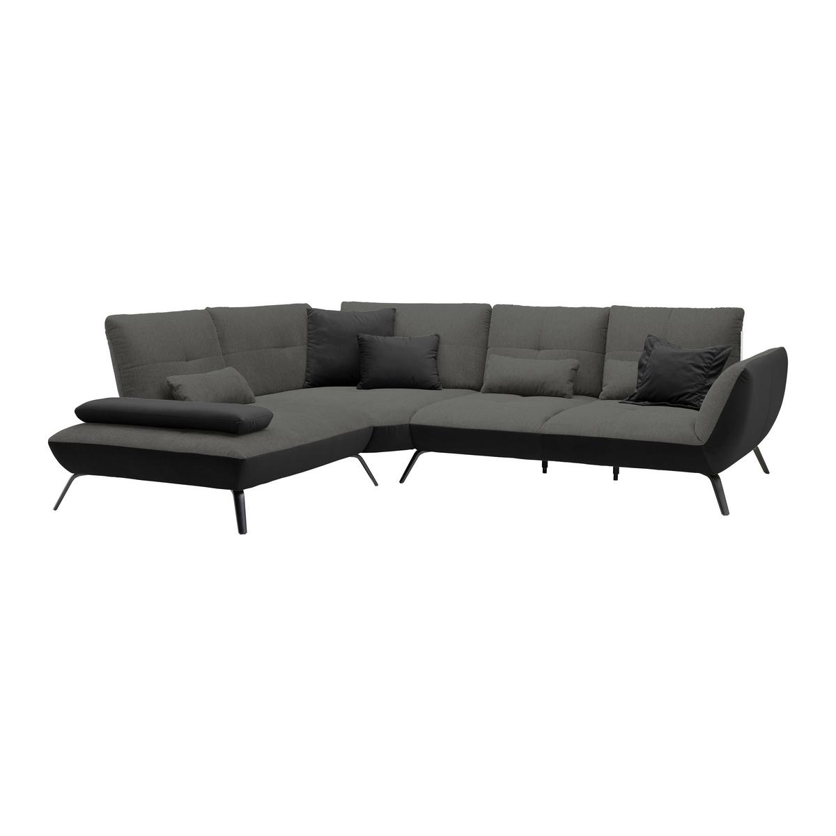 Rohová sedačka TRENDY, levá, černá / antracitová - černá/antracitová, Moderní, kov/kompozitní dřevo (250/93/310cm) - Premium Living