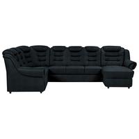 Wohnlandschaft Boston Schwarz Lederlook - Schwarz, KONVENTIONELL, Textil (216/333/165cm) - Livetastic
