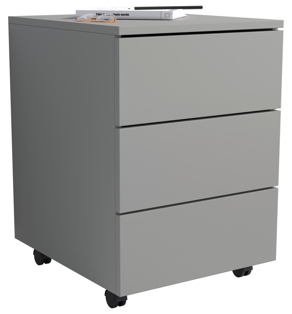 Rollcontainer Dalosa Grau B: 39 cm - Schwarz/Grau, Design, Holzwerkstoff (39/55/45cm) - MID.YOU