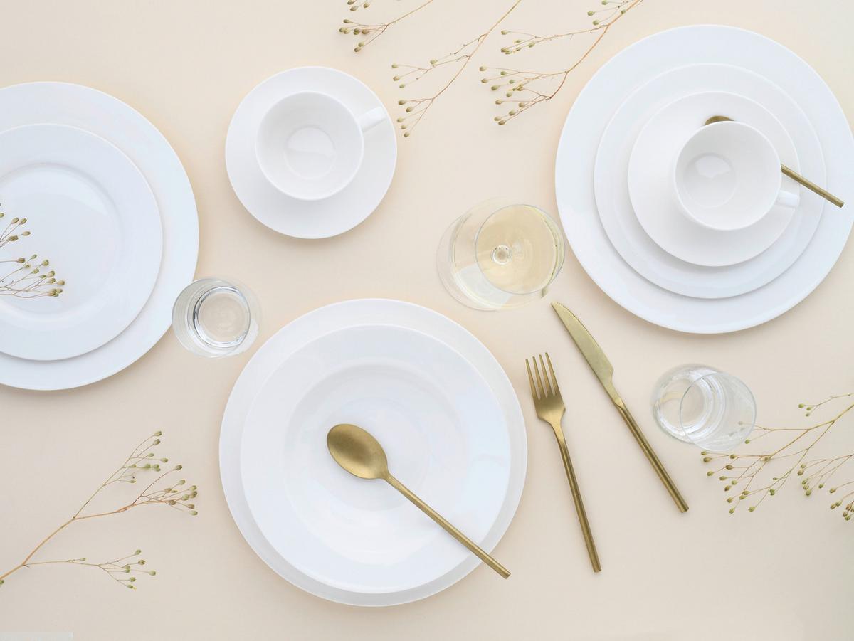 Kombinovaný servis biela 30- dielny - krémová, Basics, keramika - Creatable