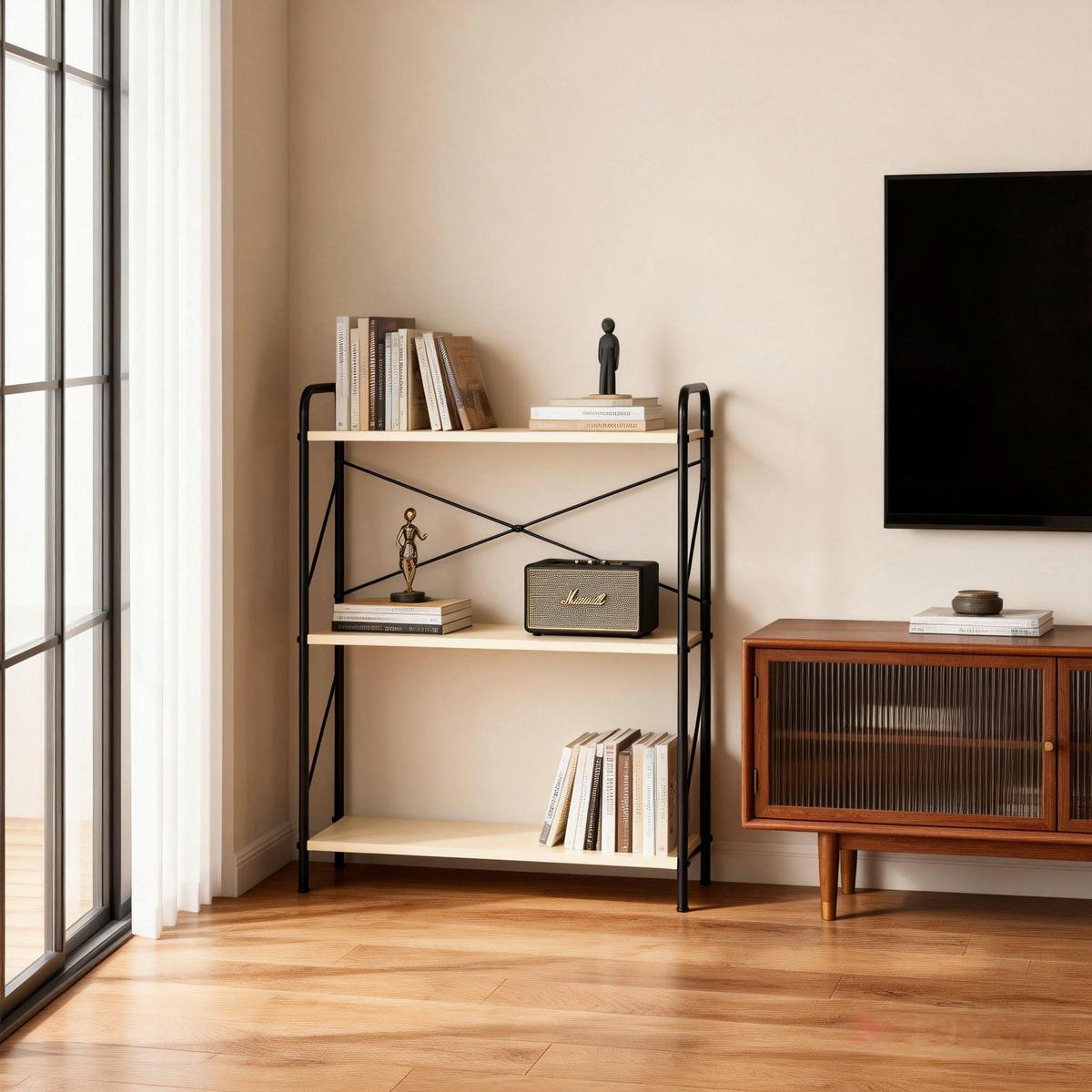 REGÁL TOM -EXKLUSIV- - čierna/kašmírová, Modern, kov/kompozitné drevo (63.2/89/30cm) - Mömax
