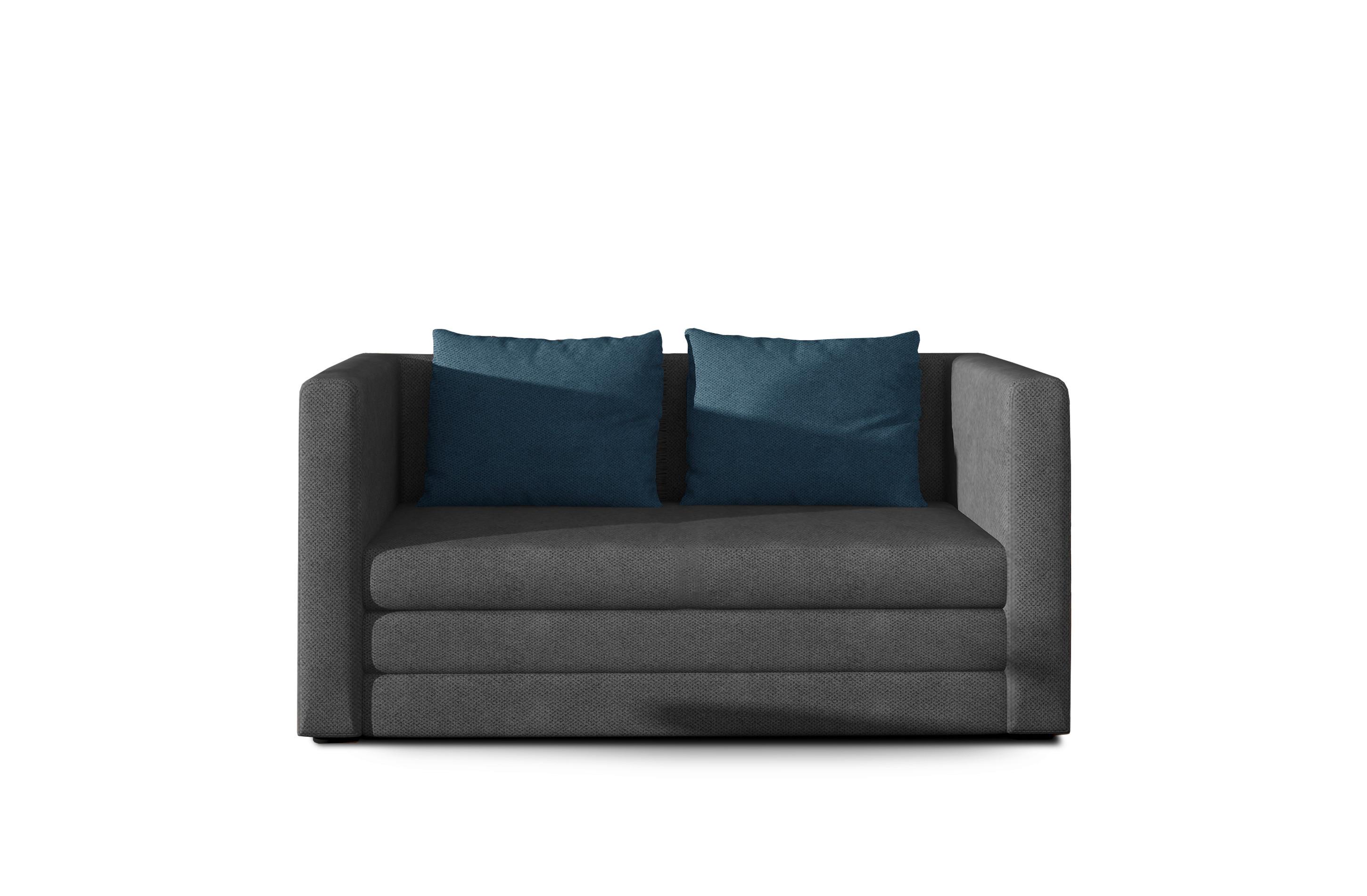 Schlafsofa Neva Blau, Grau, B: 132 cm - Blau/Schwarz, Design, Textil (132/62/70cm) - MID.YOU