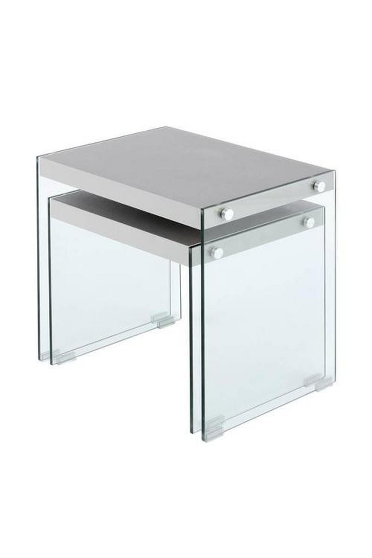 Beistelltisch 2er-set Elementary Silberfarben - Klar/Silberfarben, Basics, Glas/Holzwerkstoff - Kayoom