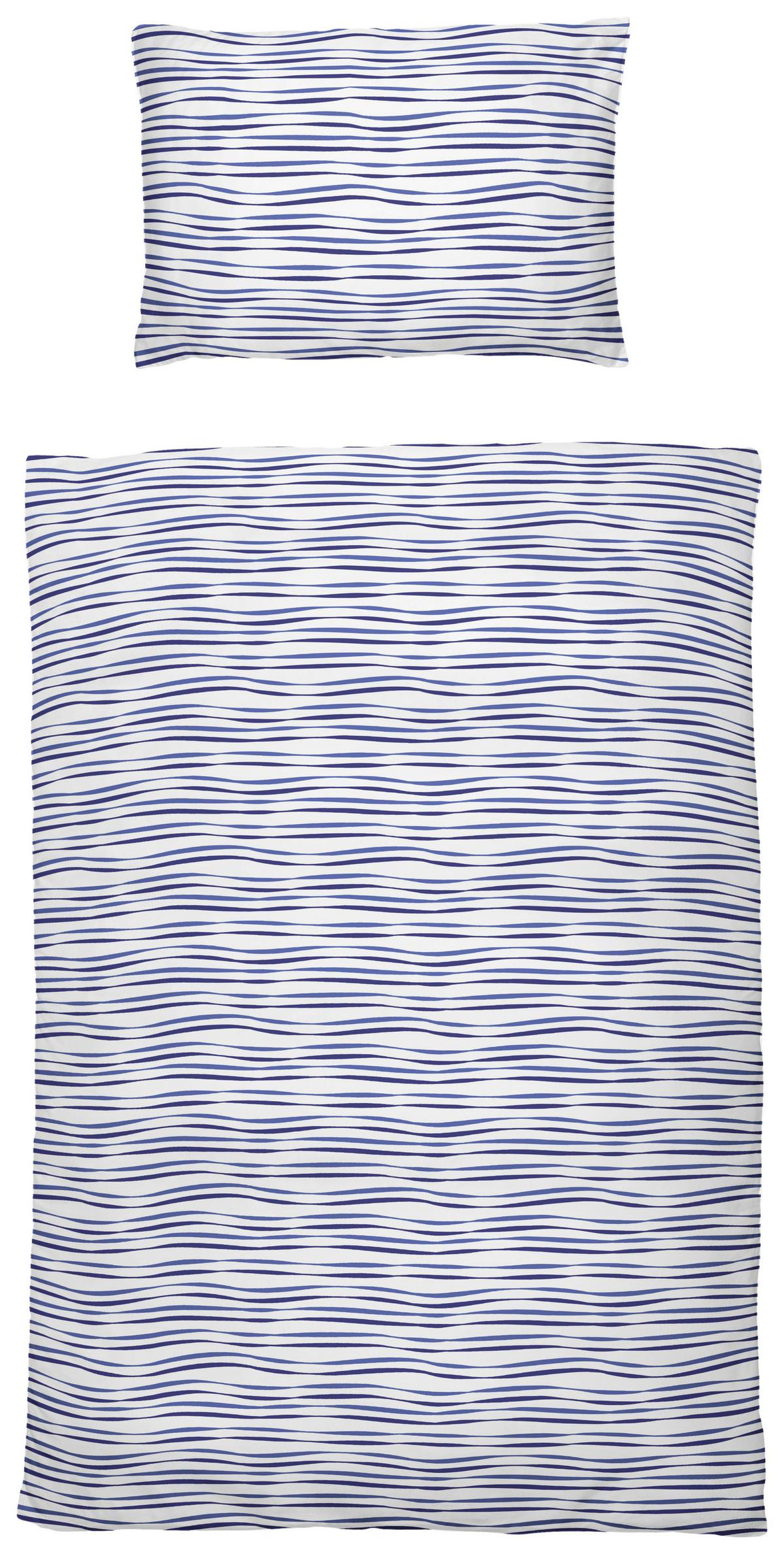 Bettwäsche 140x200 Cm Lenka Mikrofaser Blau/beige - Blau/Beige, KONVENTIONELL, Textil - Ondega