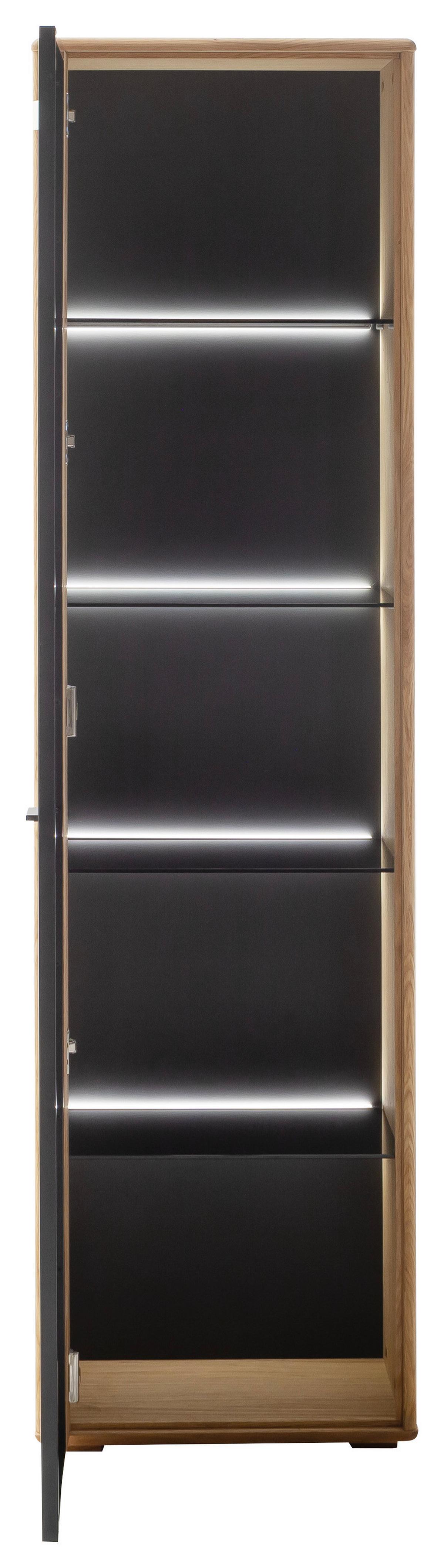 Vitrine Arezzo Wildeiche/Anthrazit B: 52 cm - Wildeiche/Anthrazit, Design, Glas/Holz (52/190/37cm) - MID.YOU