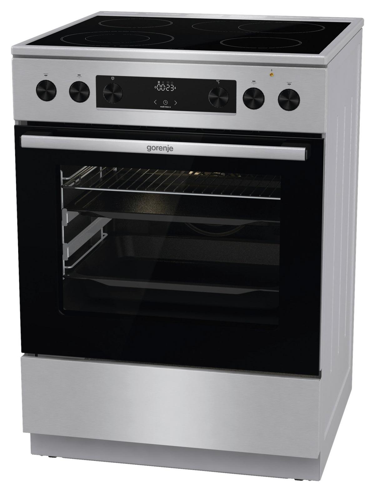 Herd Gecs6c70xpa - Edelstahlfarben/Schwarz, Trend, Glas/Metall (60/85/60cm) - Gorenje