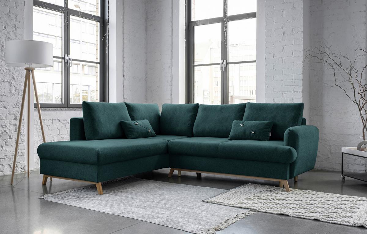 Ecksofa Scanddic Lagom Türkis S: 202x242 cm - Türkis/Naturfarben, Textil (202/242cm) - MID.YOU