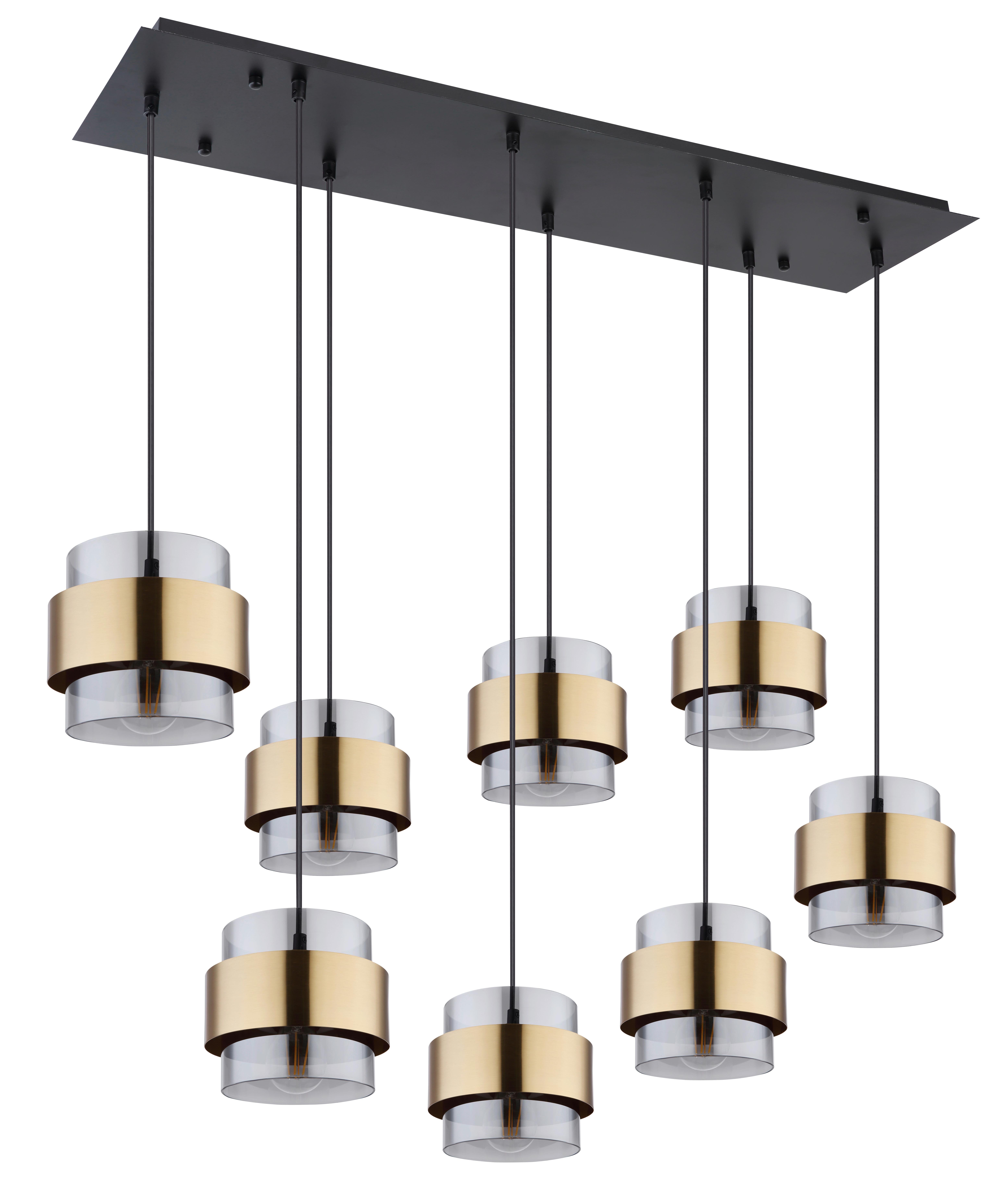 Függőlámpa 15560-8h - fekete/sárgarézszínű, Design, üveg/fém (103/31,5/120cm)