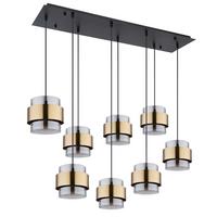 Függőlámpa 15560-8h - fekete/sárgarézszínű, Design, üveg/fém (103/31,5/120cm)