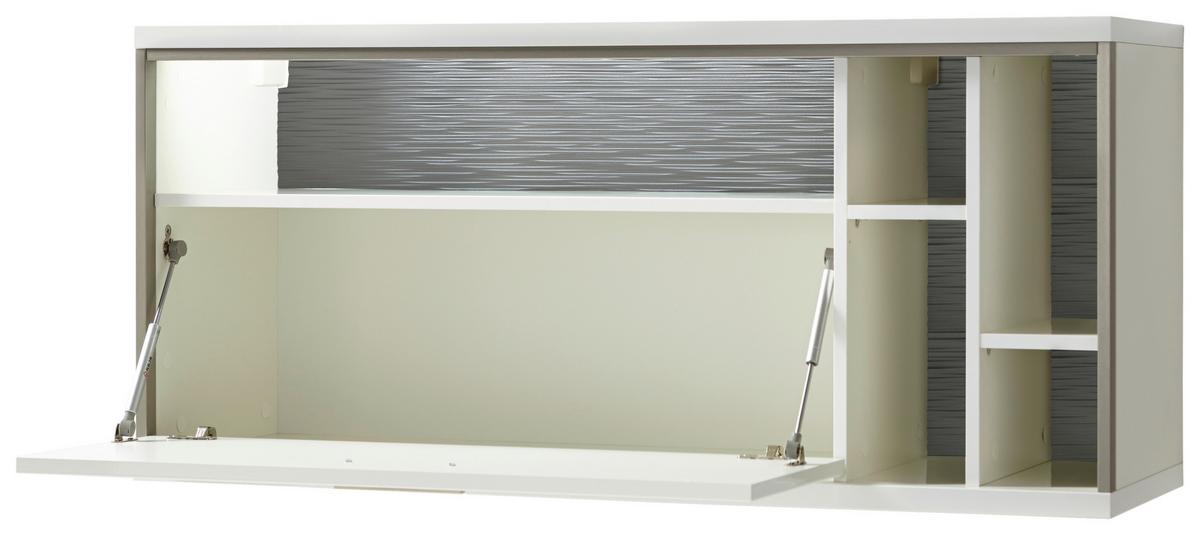 Hängeschrank Trento B: 124 cm Silberfarben/Weiß/Grau - Weiß Hochglanz/Silberfarben, Design, Holzwerkstoff/Metall (124/56/38cm) - Livetastic