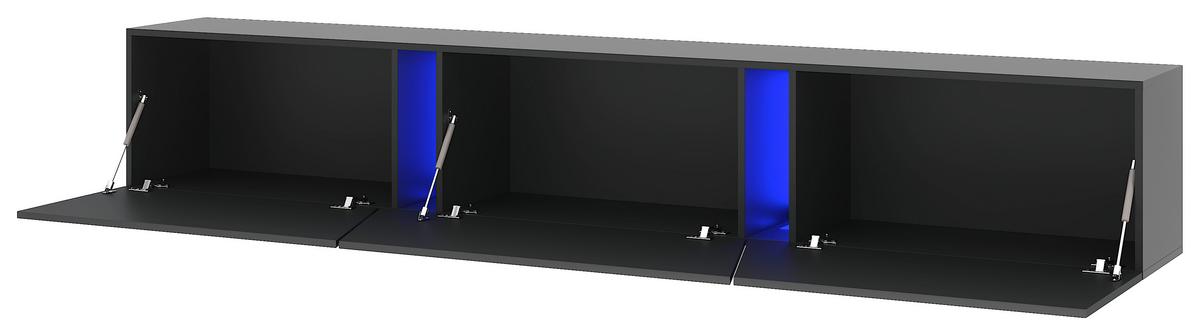 Lowboard Slant 240 - Schwarz, Design, Holzwerkstoff (240/40/35cm) - Livetastic