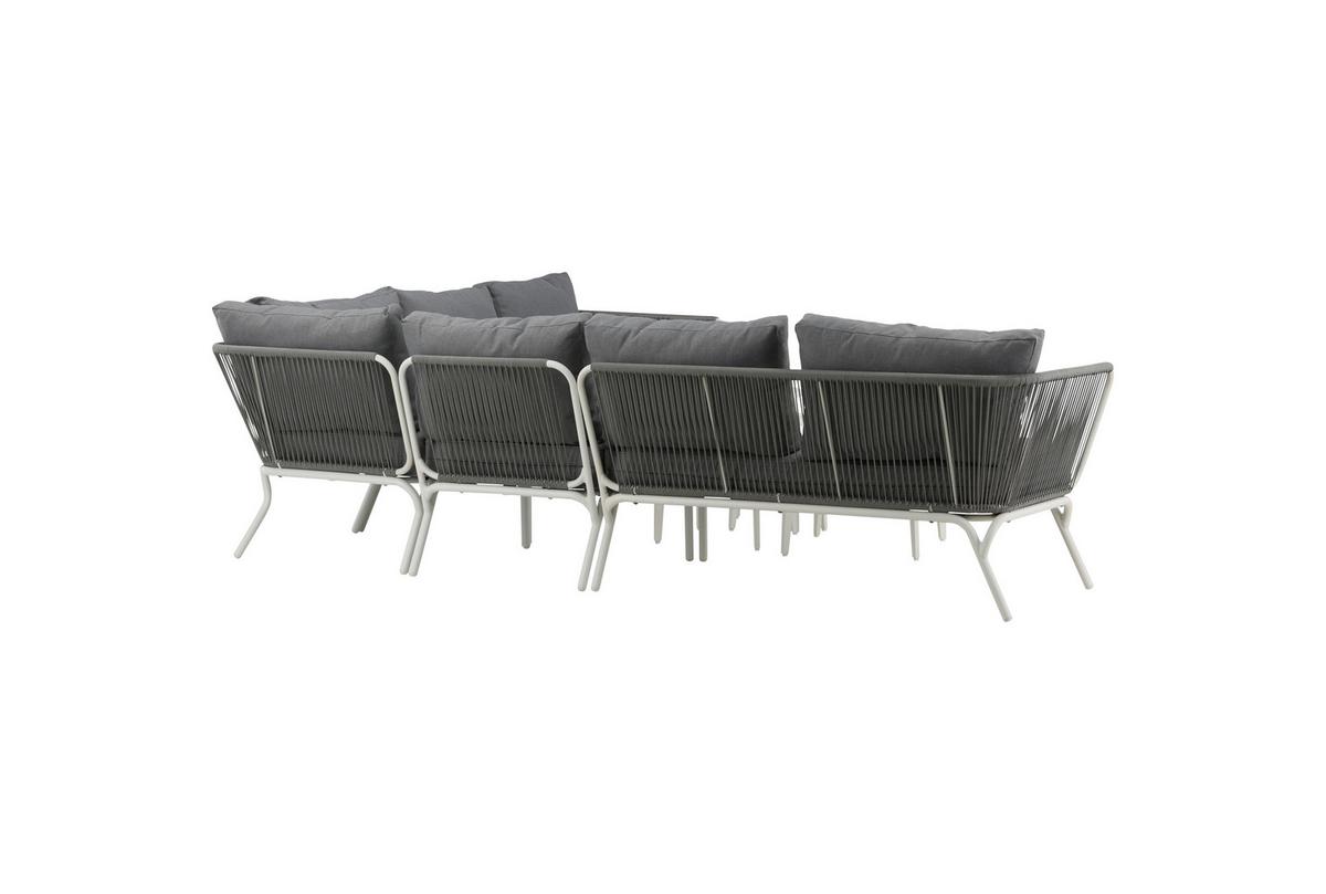 Loungegarnitur 4-tlg Roxo Metall/textil Mit Kissen - Weiß/Grau, KONVENTIONELL, Textil/Metall - Gardenson