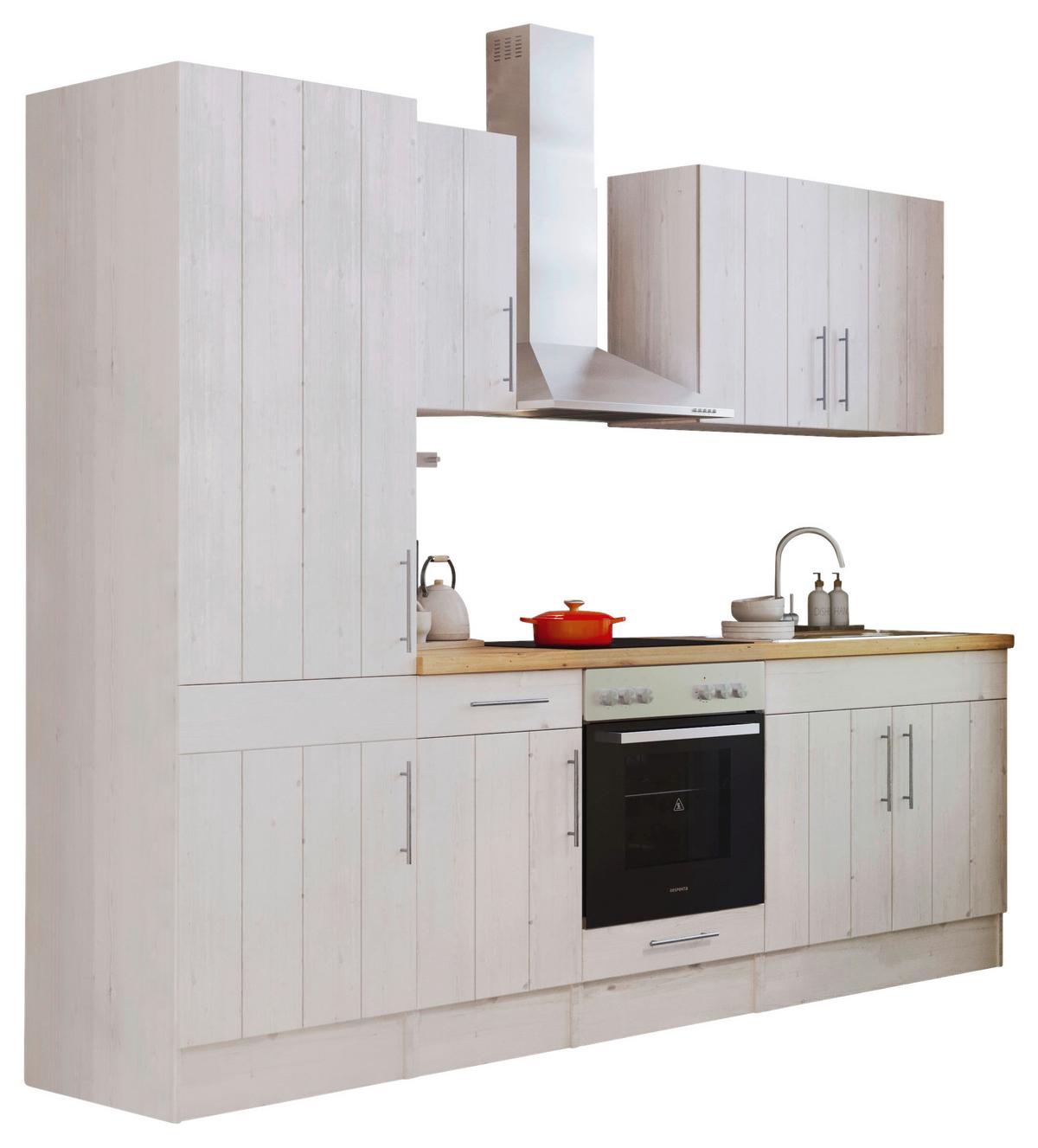 Küchenzeile mit Geräten B: 270 cm Weiß/Lärche Dekor - Wildeiche/Lärchefarben, ROMANTIK / LANDHAUS, Holzwerkstoff (270cm) - Respekta