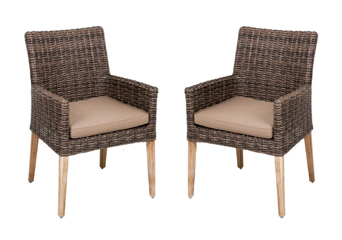 Gartenmöbel Set 3-Tlg. Kunststoff/Holz Mit Sitzkissen - Hellbraun/Beige, Basics, Holz/Kunststoff (60/89/64cm) - Gardenson