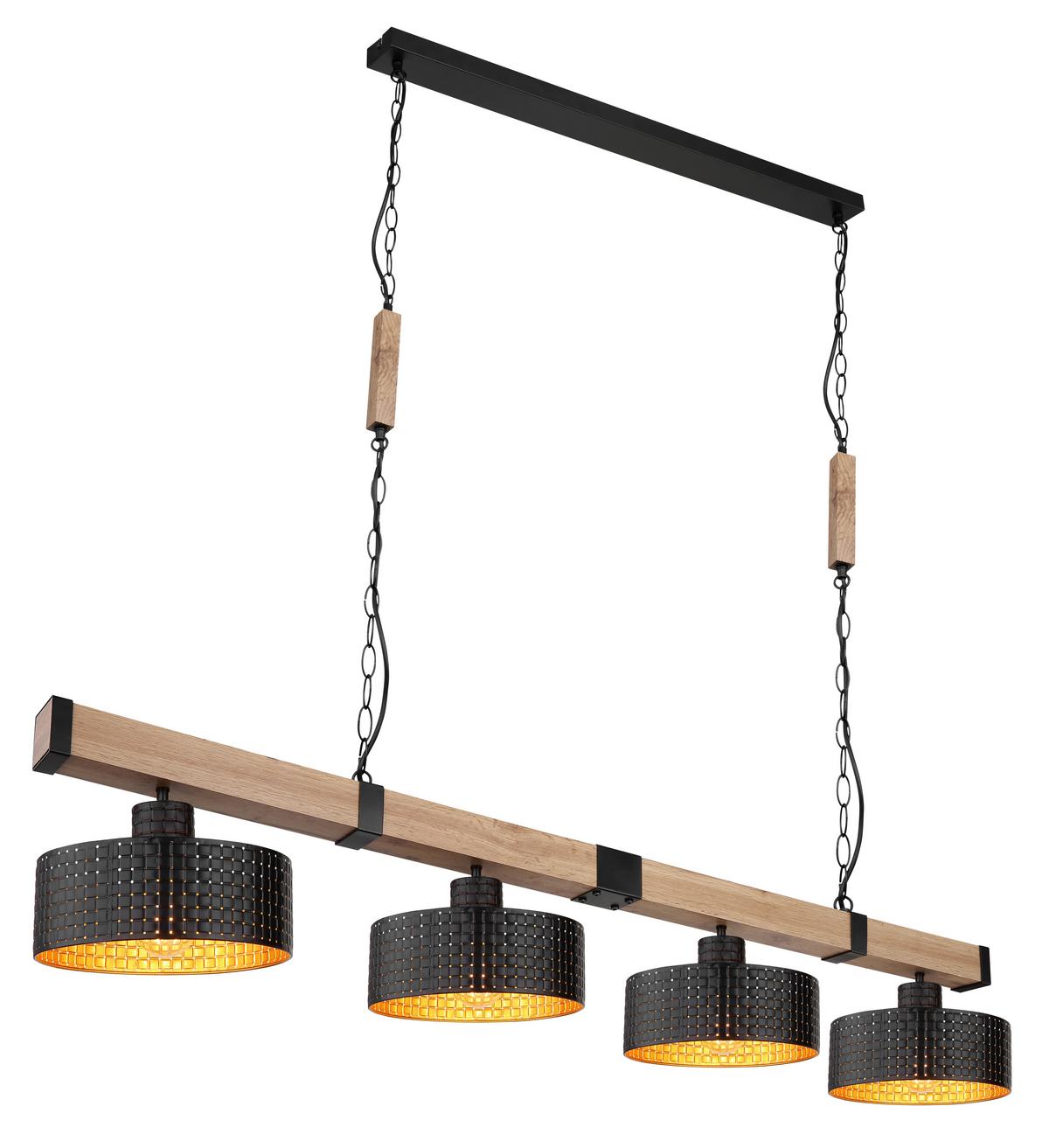 Hängeleuchte 15651-4h - Dunkelbraun/Goldfarben, Natur, Holzwerkstoff/Kunststoff (140/25/120cm) - Globo
