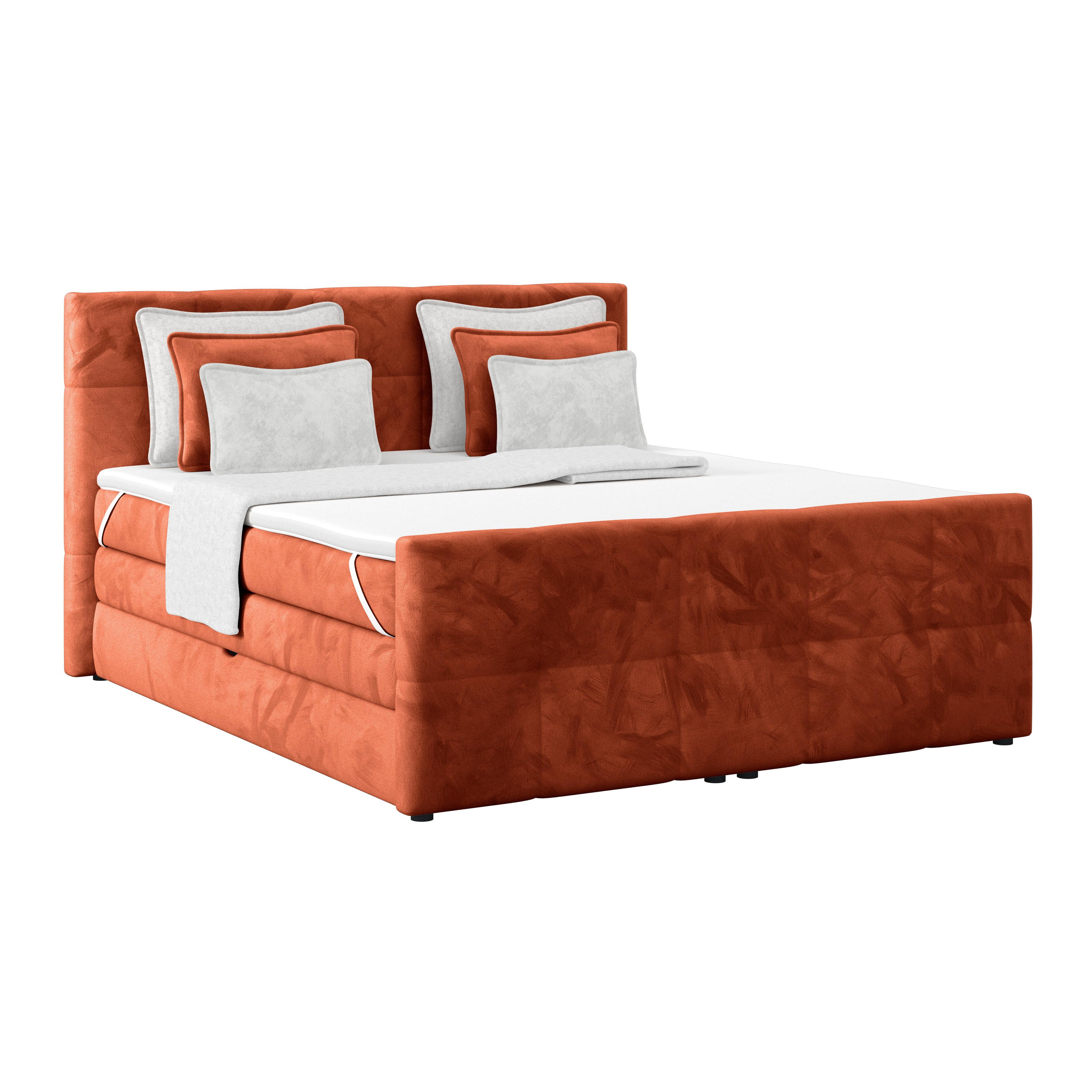 Boxspringbett mit Topper und Bettkasten 180x200 cm Medino - Rostfarben, KONVENTIONELL, Holz/Holzwerkstoff (180/200cm) - Luca Bessoni