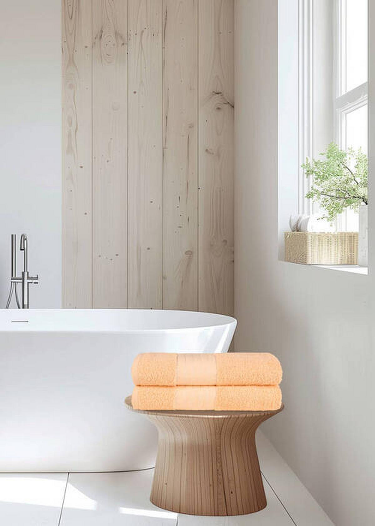 Duschtuchset Peach Koralle/Orange 70x140 cm - Basics, Textil (70/140cm)