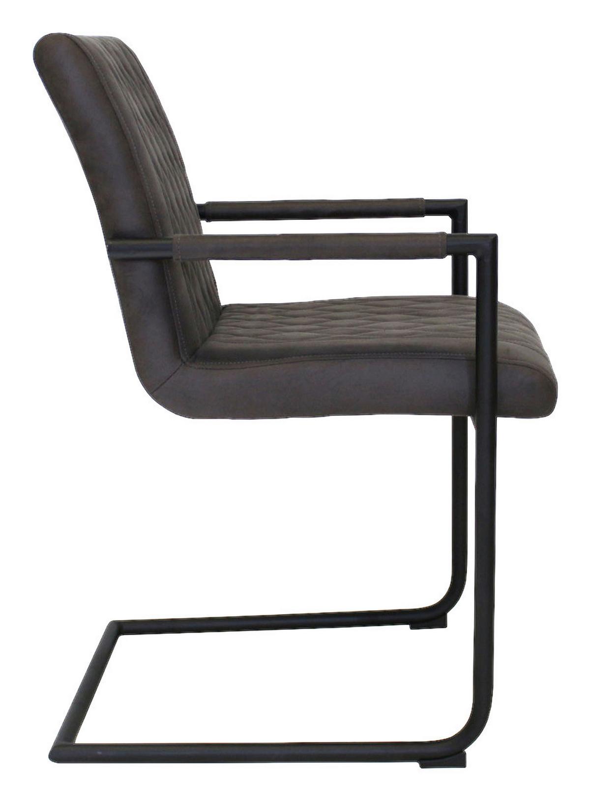 Armlehnstuhl Damian Anthrazit Gepolstert 2er-Set - Anthrazit/Schwarz, LIFESTYLE, Textil/Metall (52/88/63cm) - MID.YOU