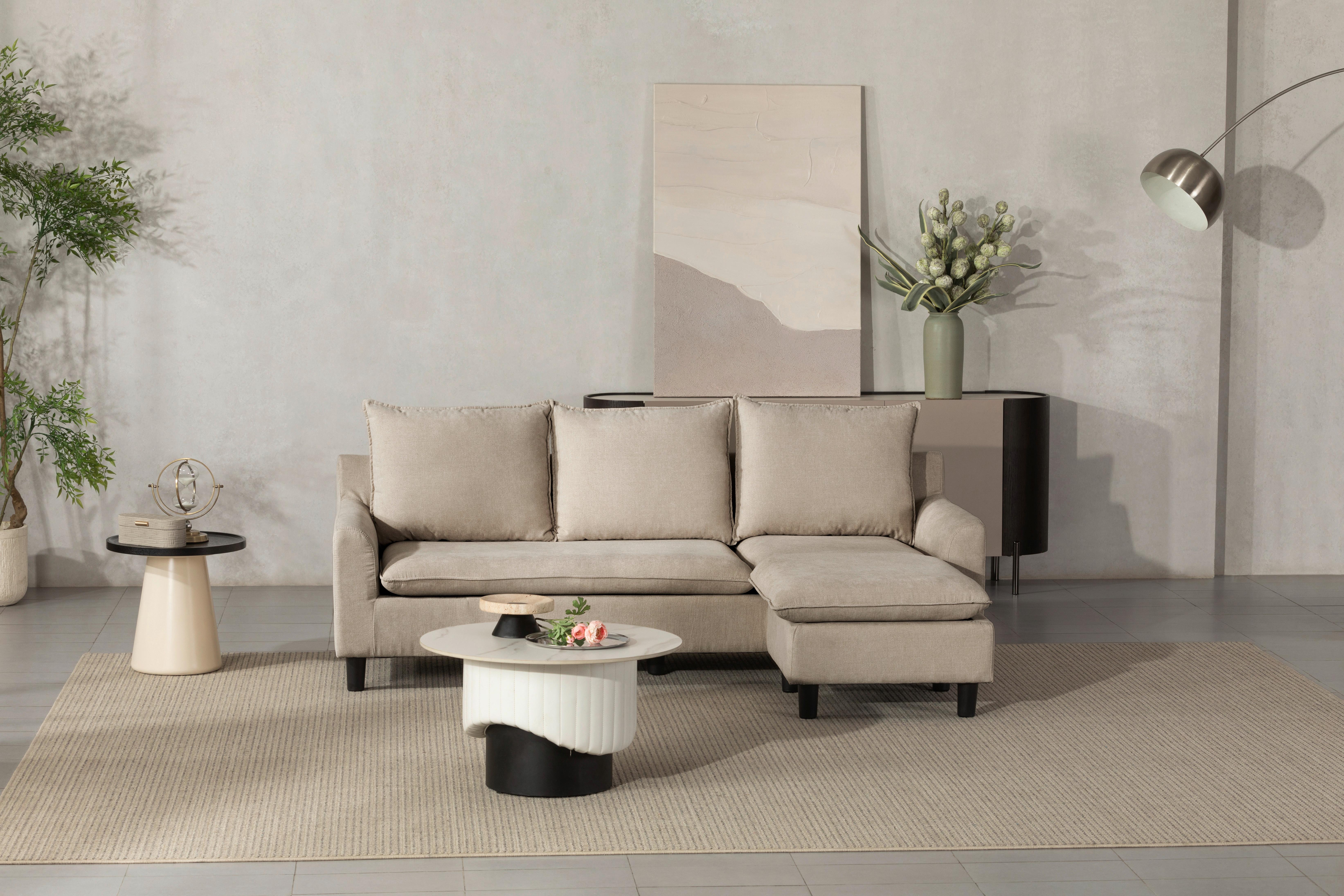 Ecksofa Milly - Beige/Schwarz, MODERN, Textil (207/138cm) - P & B