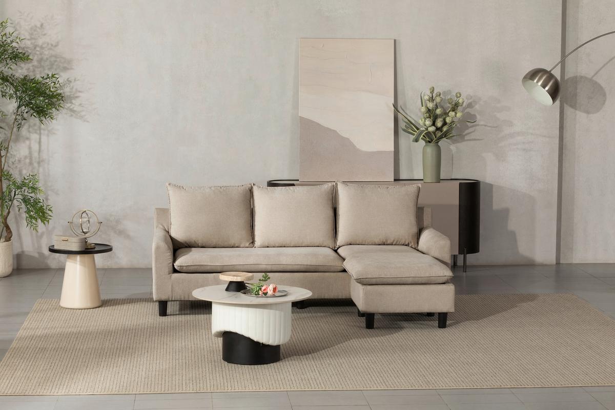 Ecksofa Milly - Beige/Schwarz, MODERN, Textil (207/138cm) - P & B