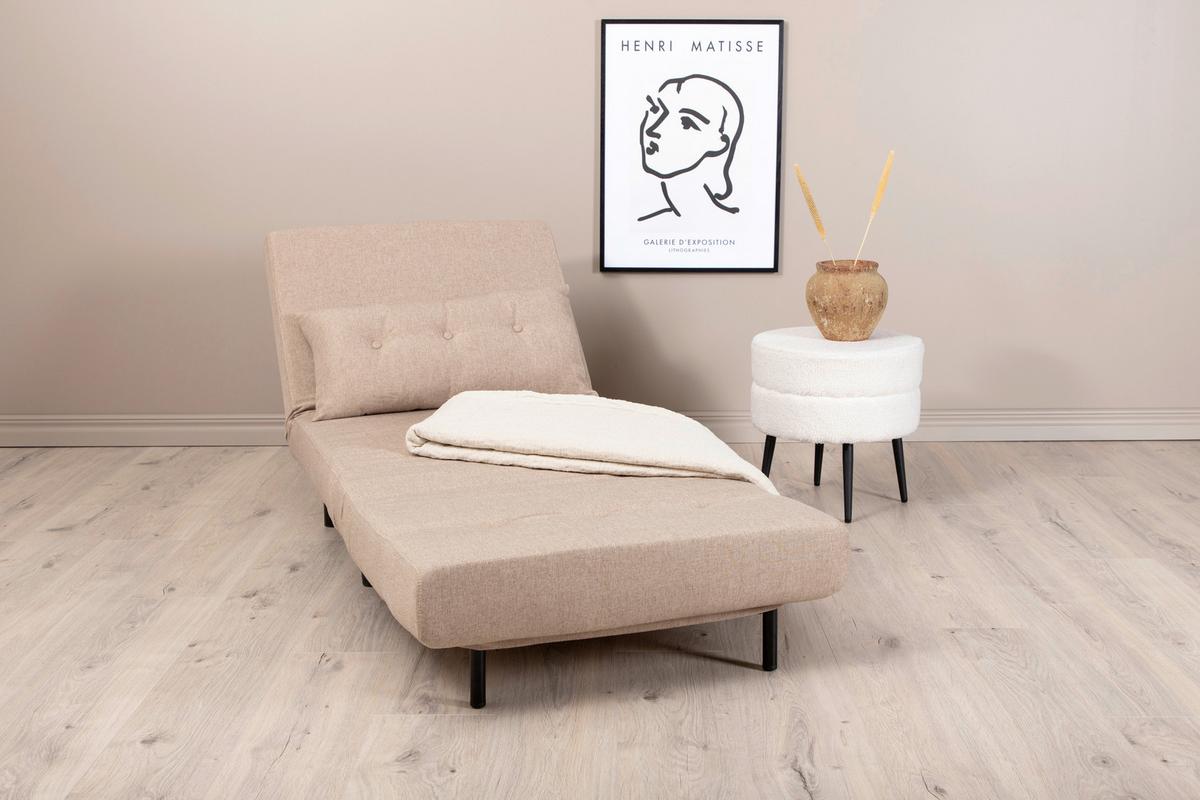 Schlafsessel Vicky - Beige/Schwarz, Design, Textil/Metall (70/88/80cm) - Livetastic