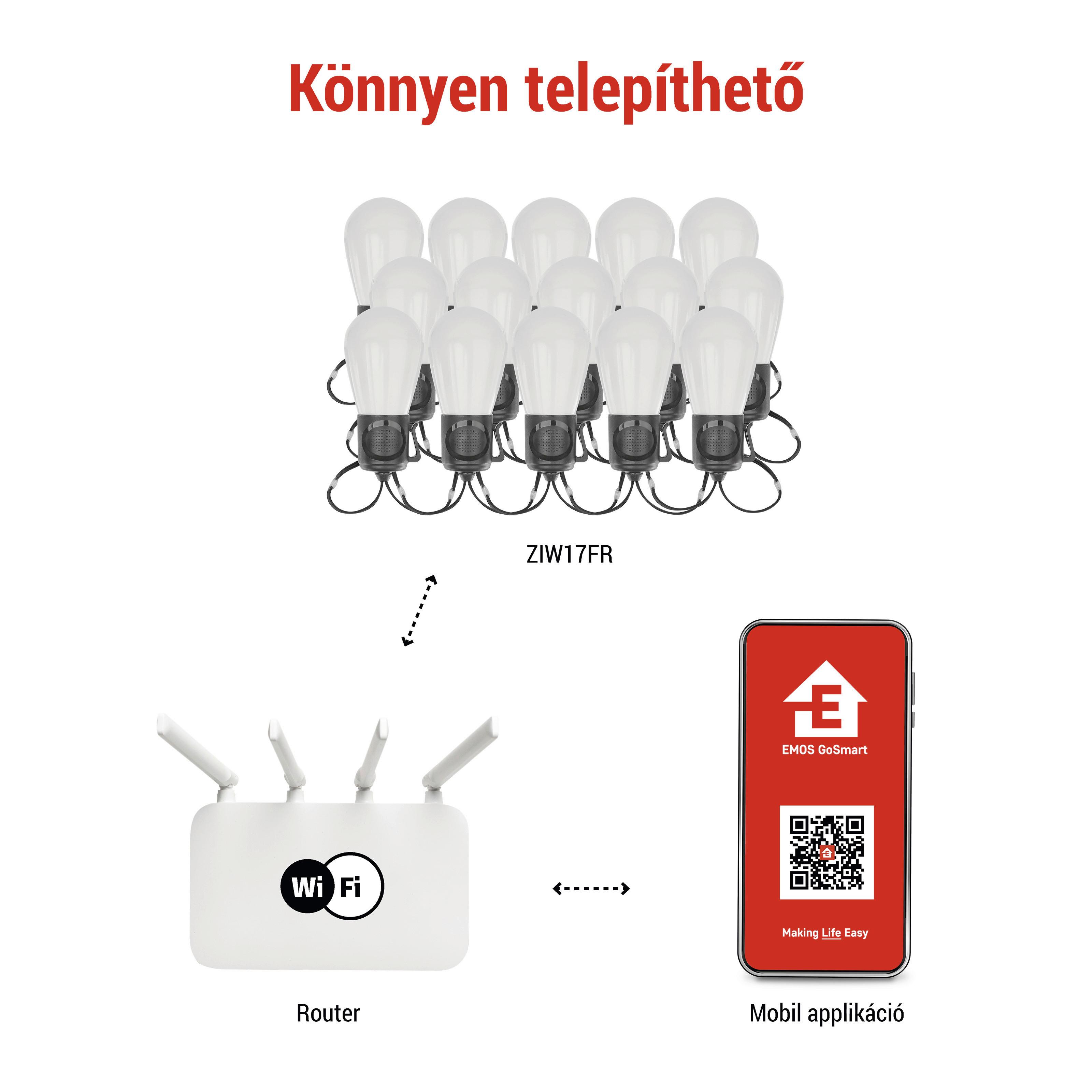 Led Fényfüzér Gosmart Kb. 15m - fekete, Basics, műanyag (1500cm)