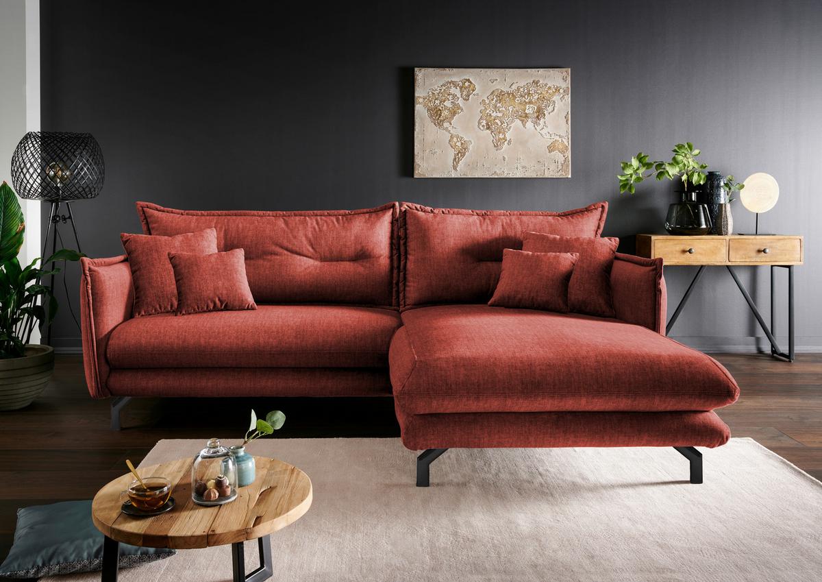 Ecksofa Lava Koralle S: 255/180 Cm - Türkis/Koralle, MODERN, Textil (255/180cm) - Livetastic