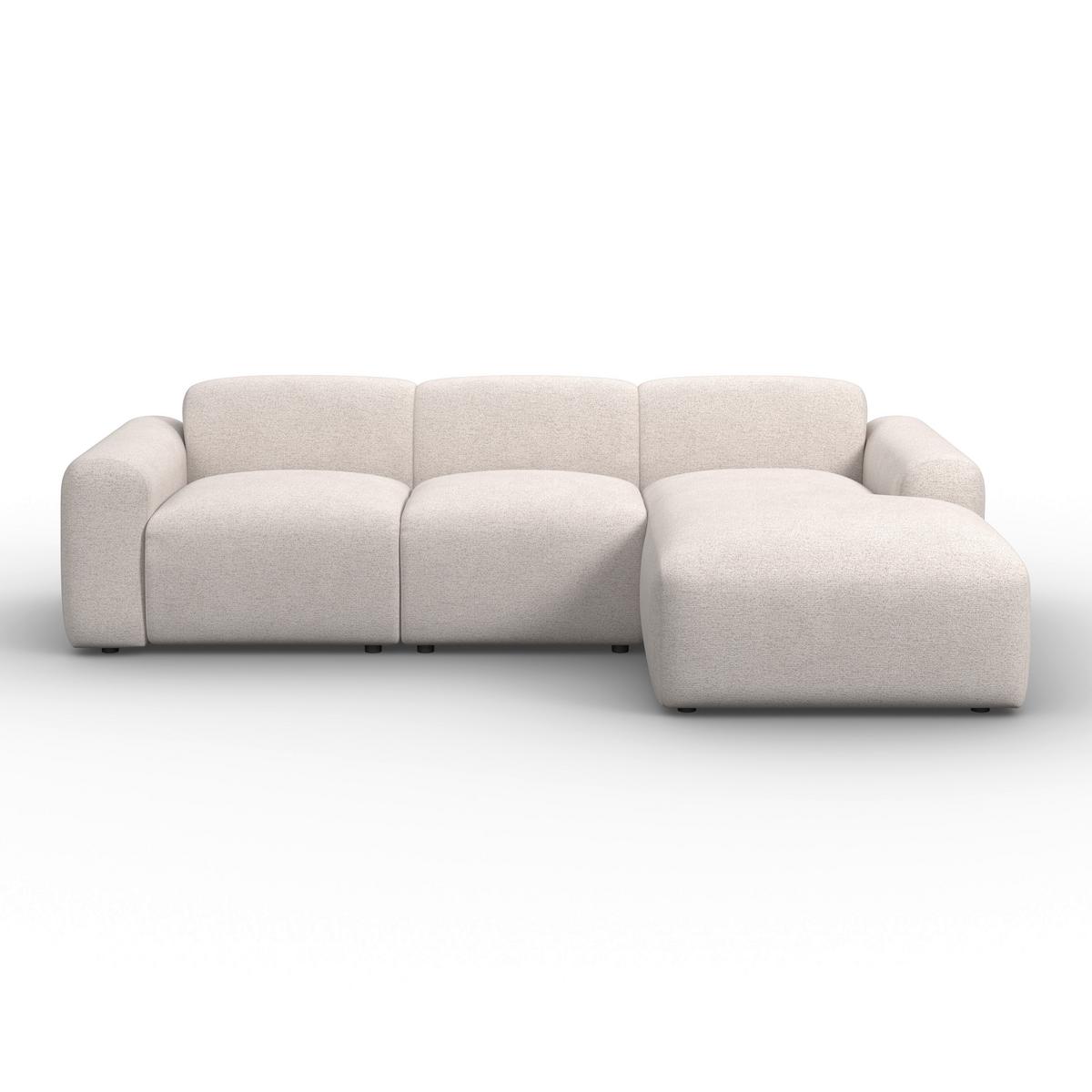 Rohová sedačka MARLO, obojstranná, krémová ženilka - čierna/krémová, Modern, drevo/textil (263/162cm) - Bessagi Home