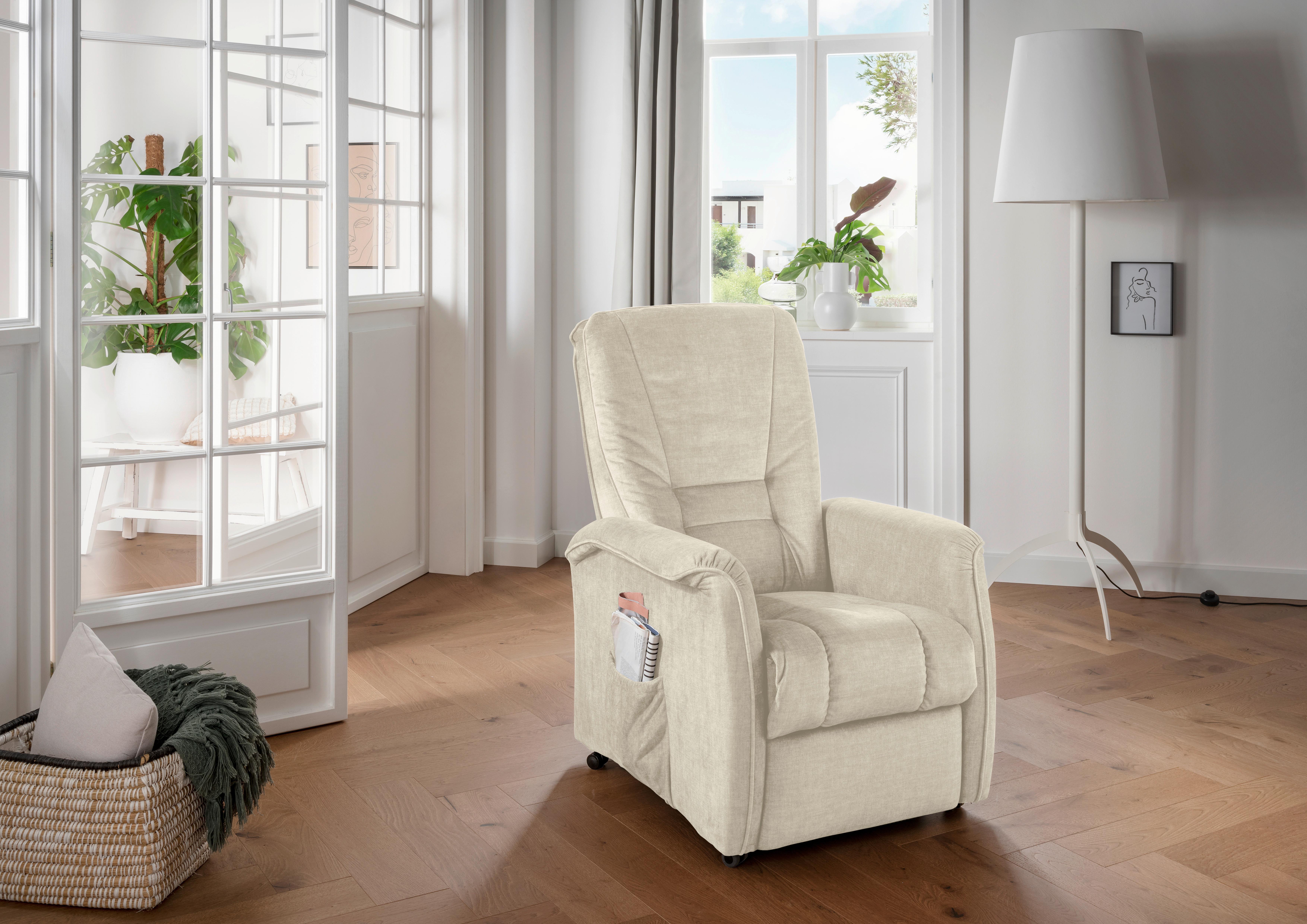 Fernsehsessel Harry Beige B: 77 cm - Beige/Schwarz, Design, Textil (77/107/88cm) - Livetastic