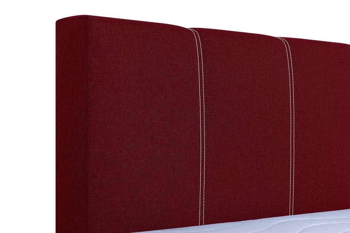 Boxspringbett Malta mit Topper Rot, 180x200 cm - Chromfarben/Rot, Basics, Holzwerkstoff/Textil (180/200cm) - P & B