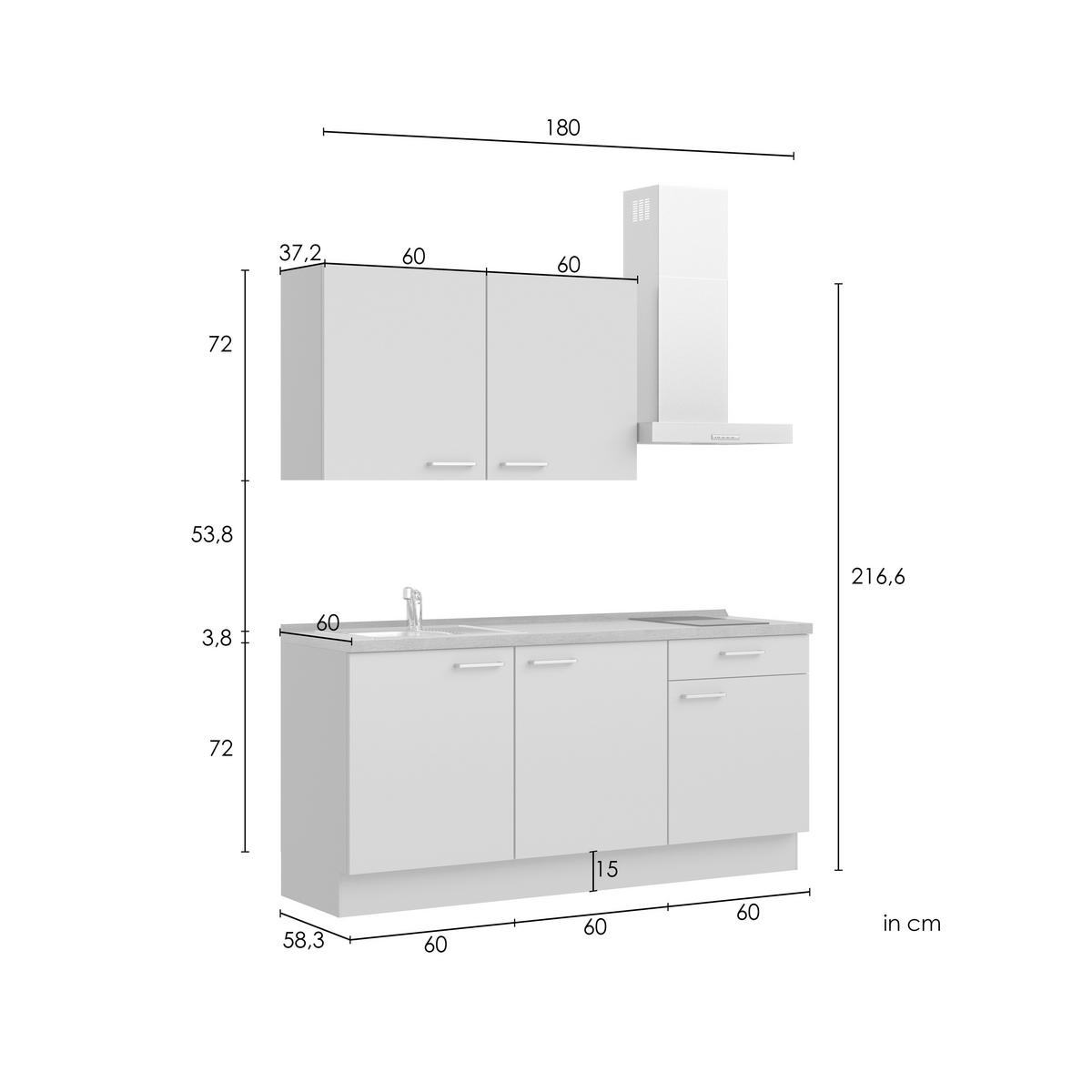 Kuchyňská linka 180 cm, olivově zelená - barvy dubu/černá, Moderní, kov/kompozitní dřevo (180cm) - Nobilia