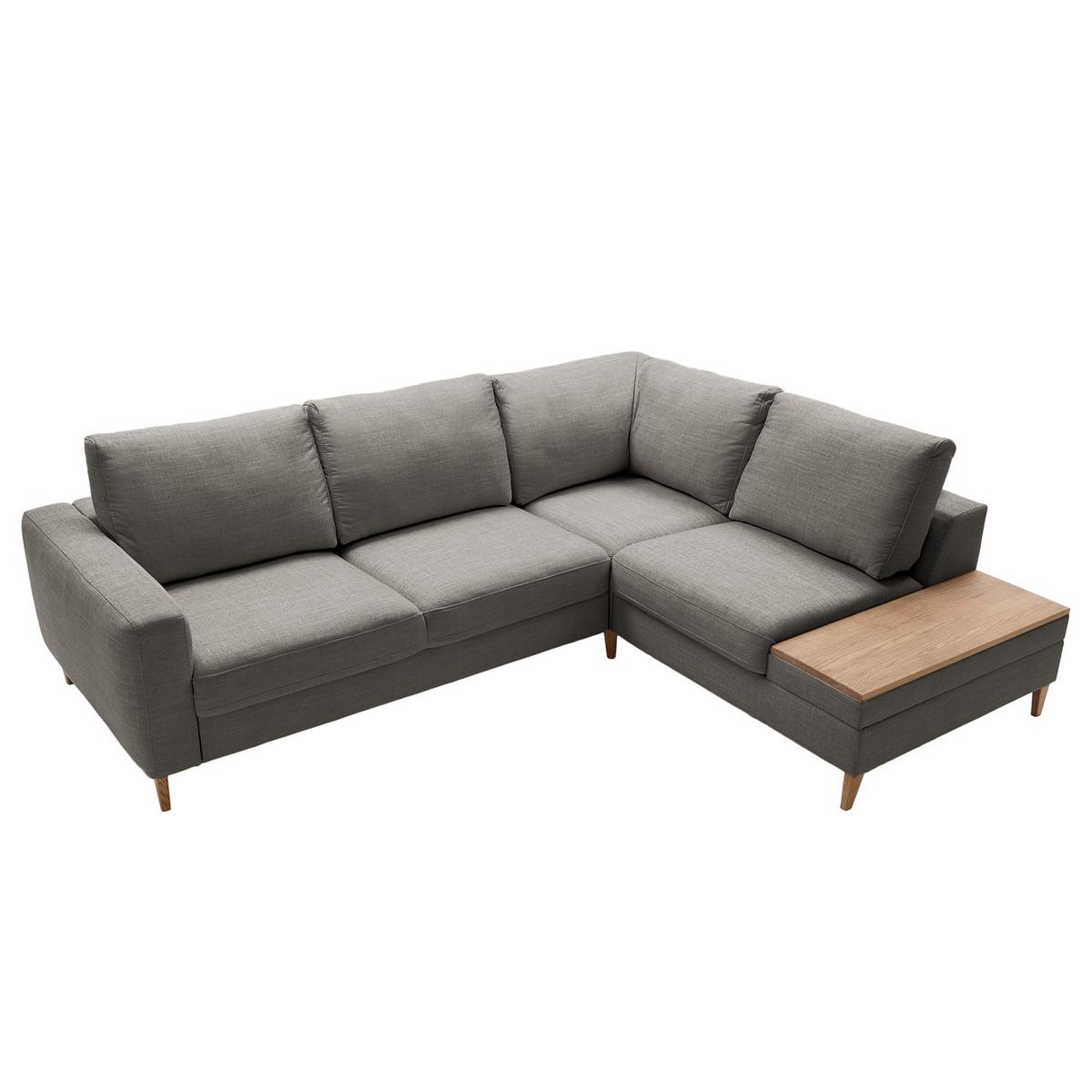 Ecksofa Alika: D. Grau S: 260x204 cm - Dunkelgrau/Eschefarben, MODERN, Textil (260/90cm) - Trendmanufaktur